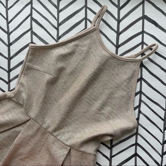 Soprano Gold Shimmer Fit and Flare Dress - Picture 1 of 4
